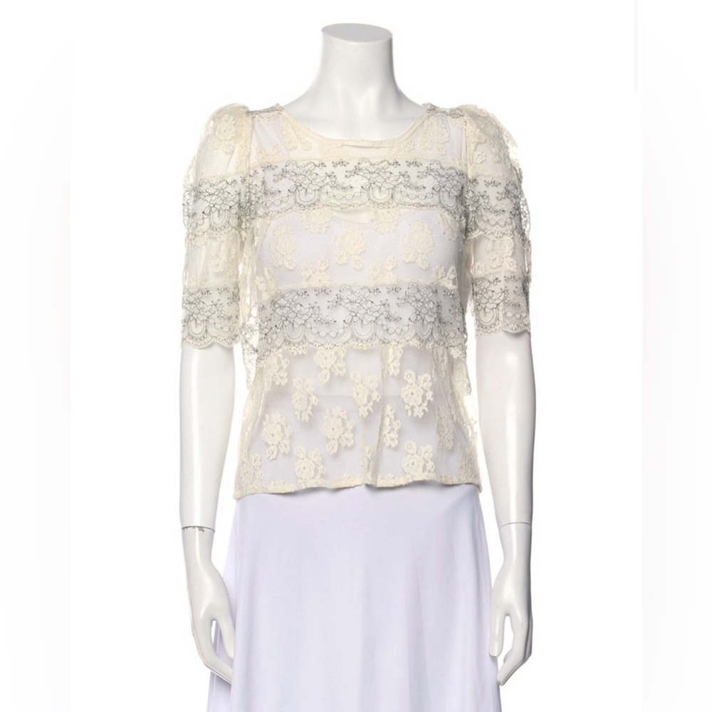 Sandro lace blouse top 1 white black